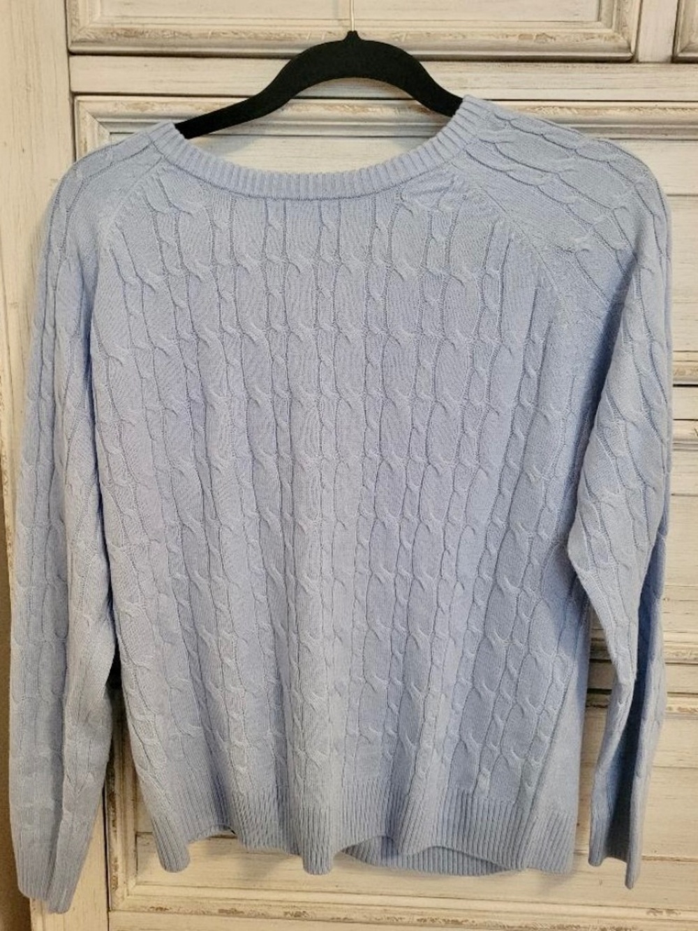CROFT & BARROW Women's Cable Knit Sweater Light Blue Size Petite Medium